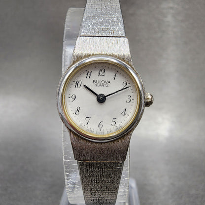 Bulova Watch Women 18mm White Dial Silver Tone Round 91L06 New Battery0