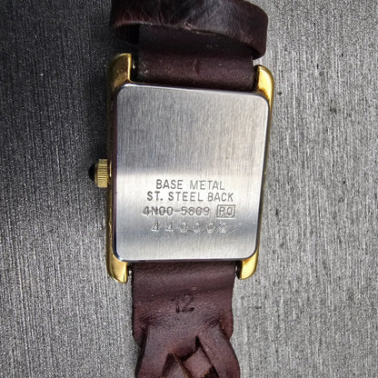 Seiko Tank Watch Women 18mm White Dial Gold Tone Rectangle 4N00-5809 New Battery10