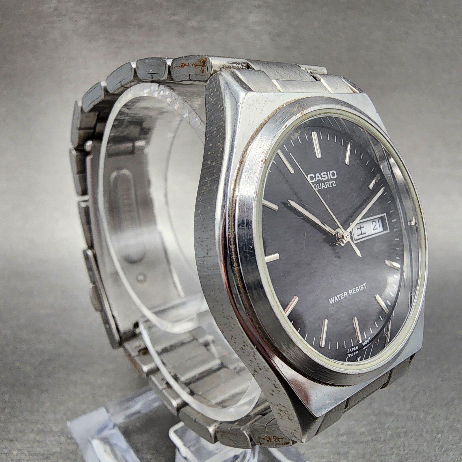 Casio MTP1240 Watch Men 36mm Black Dial Silver Tone Dadyate Round New Battery3