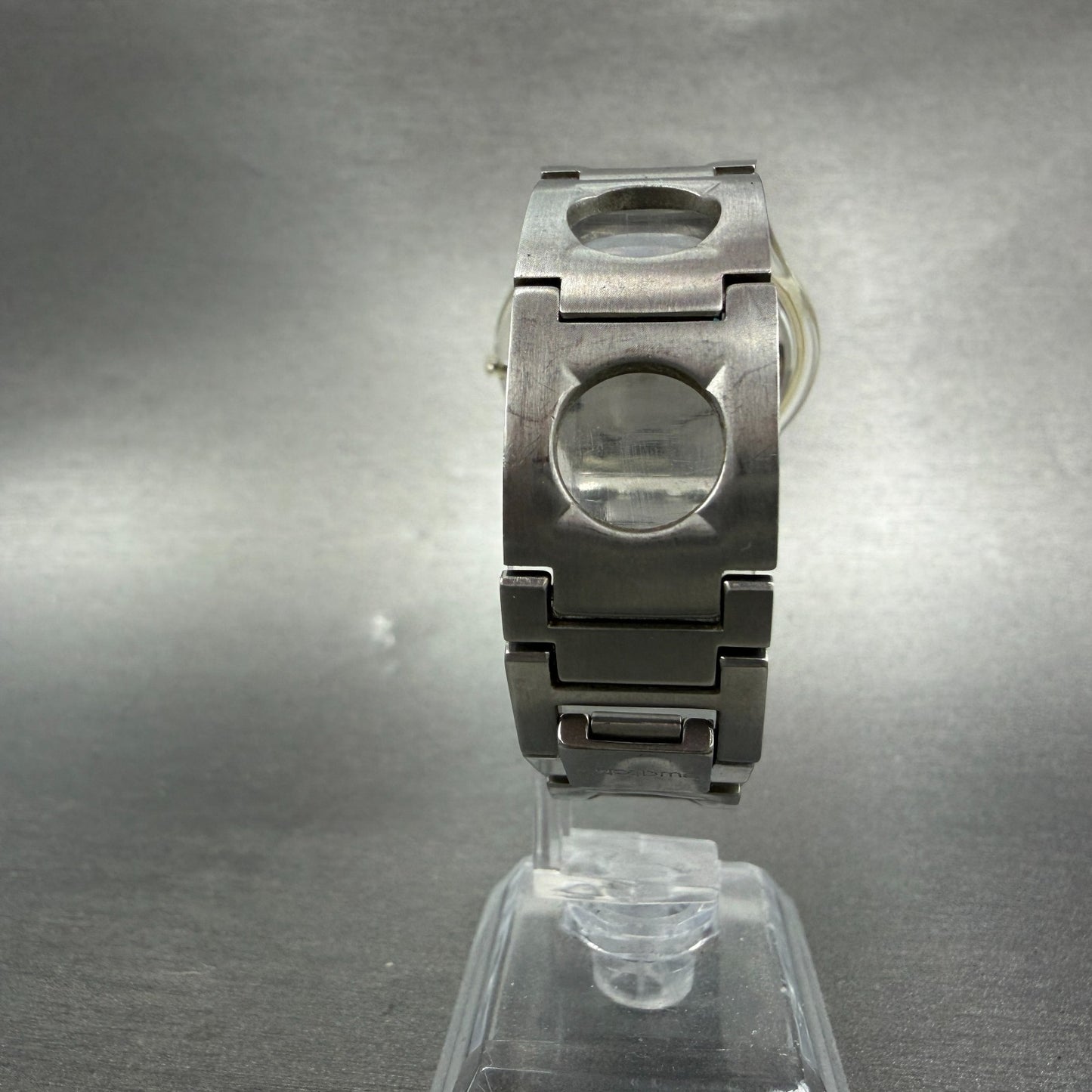 Swatch Skin Simple Like Watch Unisex 34mm Gray Dial Clear Case Round New Battery7