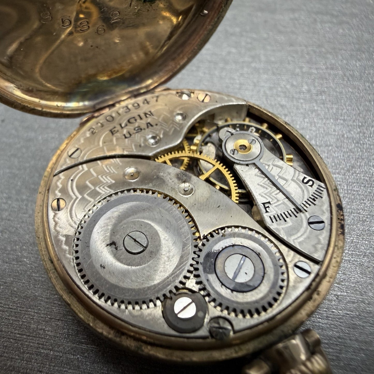 Elgin Pocket Watch 31mm Gold Dial Gold Filled Manual Wind Grade 463 Runs11