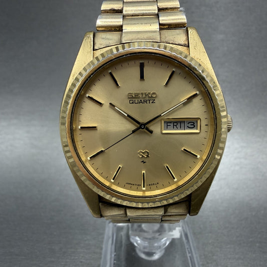 Seiko SQ President Watch Men 36mm Gold Dial Gold Tone Daydate 71238050 New Batt0