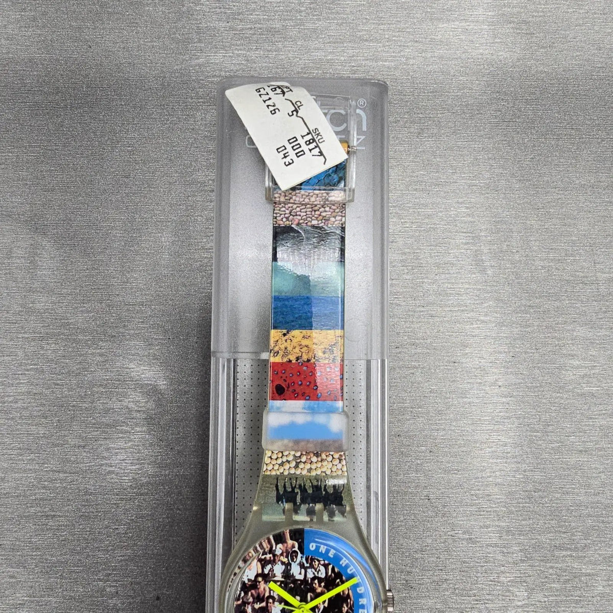 Swatch The People Watch Men 34mm Blue Dial Clear Case GZ126 New Battery NOS2