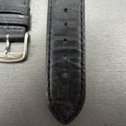 Longines Leather Band 20mm Black Crocodile grain Vintage Silver Buckle6
