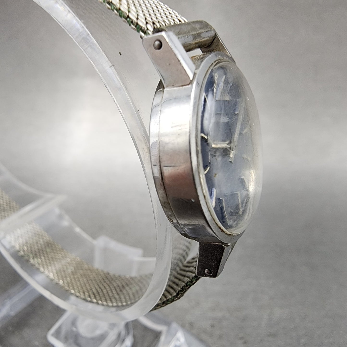 Longines Watch Women 21mm Blue Dial Steel Round Manual Wind Runs VTG 10353