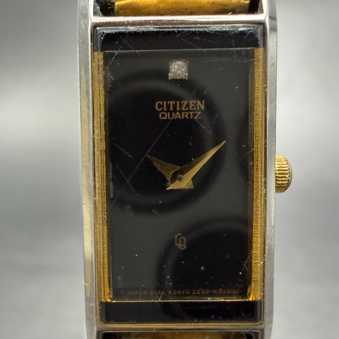 Citizen CQ tank Watch Women 14mm Black Dial Gold Tone 2250-K00535 New Battery1