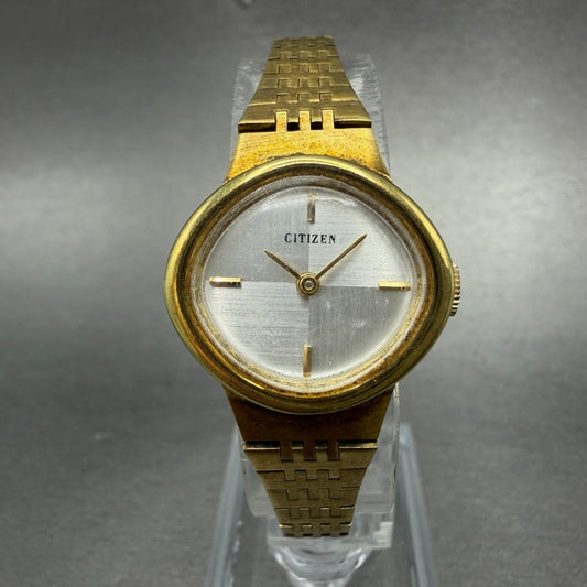 Citizen Watch Women 23mm White Dial Gold Tone Oval Manual Wind PARTS!!!!!!!!!!!!0