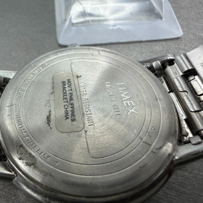 Timex Easy Reader Watch Men 37mm White Dial Silver Tone Date New Battery9