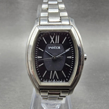 Citizen Wicca Watch Women 24mm Black Dial Silver Tone Rectangle E031-S06441 Runs0