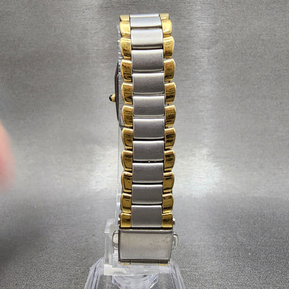 Seiko Exceline Tank Watch Women 20mm Black Dial Two Tone 73215720 New Battery7