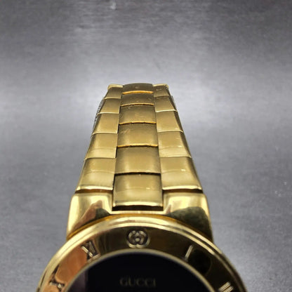 Gucci 3300L Watch Women 25mm Black Dial Gold Plated Round New Battery Vintage5