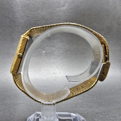 Lucien Piccard Dufonte Tank Watch Men 25mm Gold Dial Gold Tone Rectangle NewBatt6