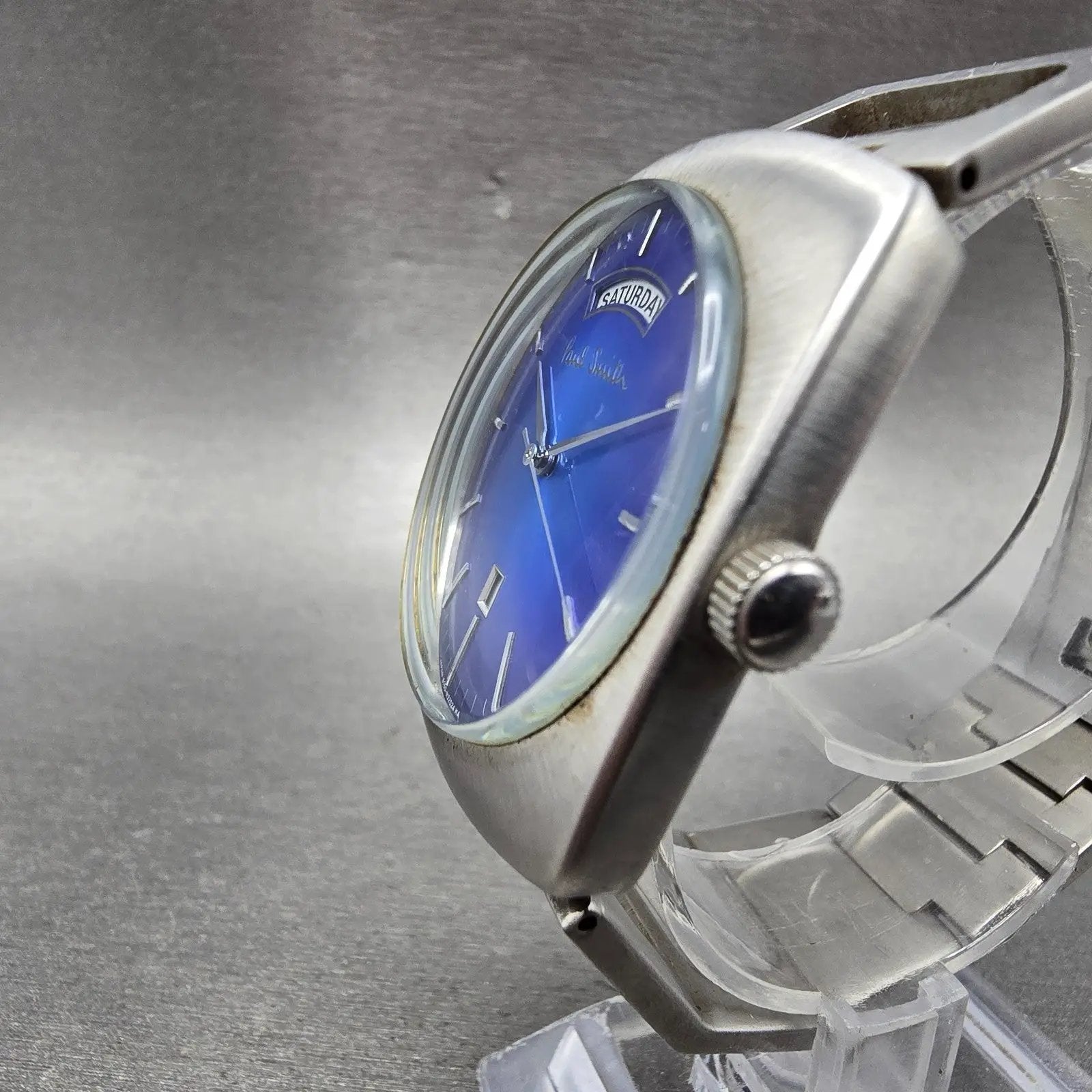 Paul Smith Watch Men 36mm Blue Dial Silver Tone Daydate Round New Battery2