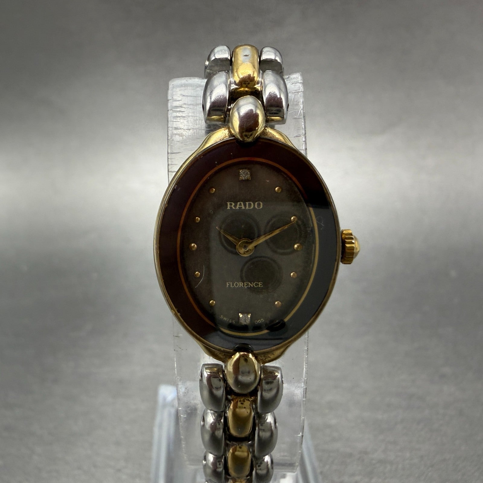 Rado Florence Watch Women 19mm Gray Dial Two Tone Oval 153.3650.2 New Battery0