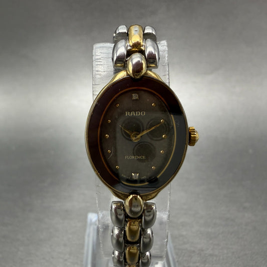 Rado Florence Watch Women 19mm Gray Dial Two Tone Oval 153.3650.2 New Battery0