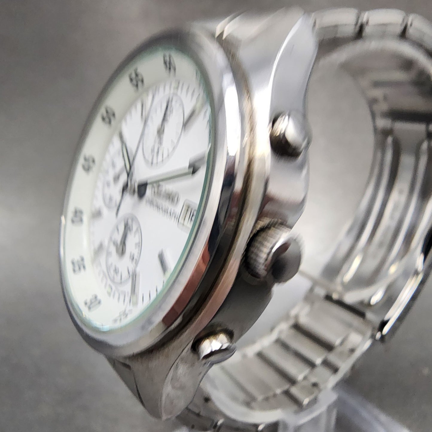 Seiko Chronograph Watch Men 39mm White Dial Silver Tone Date 7t920cc0 New Batt2