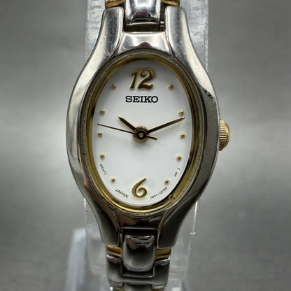 Seiko Watch Women 16mm White Dial Two Tone Oval VTG 1N010CT0 New Battery1