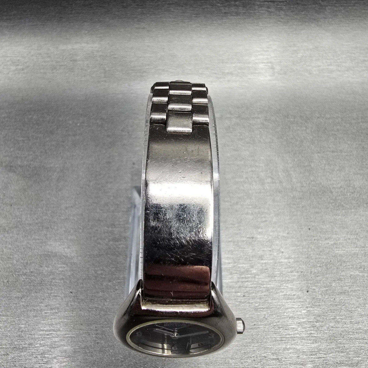 Bulova Watch Women 25mm Black Dial Silver Tone Round Bangle 96L18 New Battery 894