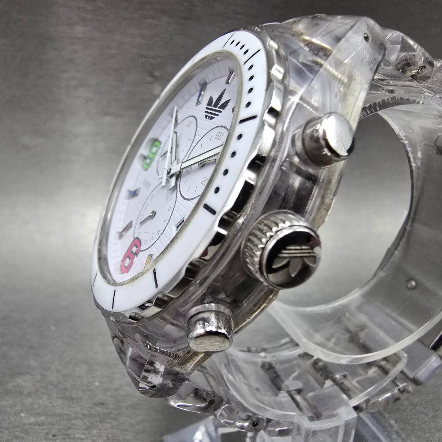 Adidas Cambridge Chronograph Watch Men 44mm White Dial Clear Date New Battery2