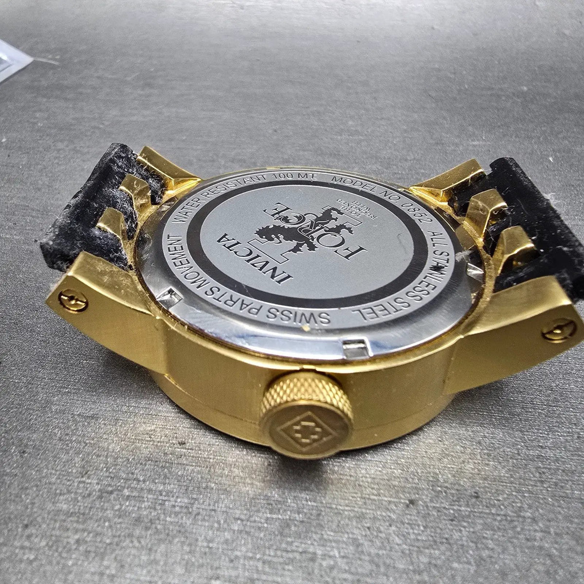 Invicta I Force Watch Men 46mm Black Dial Gold Tone Date Round 0852 New Batt9