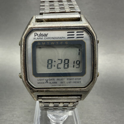 Pulsar Digital Watch Men 34mm Digital Silver Alarm Chrono READ! Y789-5059 NewBat0