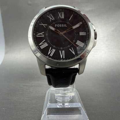 Fossil Grant Watch Men 44mm Black Dial Steel Date Round FS4745 New Battery5