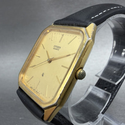 Citizen CQ Tank Watch Men 28mm Champagne Dial Gold Tone 2830-262646 New Battery2
