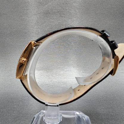 Skagen Watch Women 31mm Brown MOP Dial Rose Gold Tone Bling Bezel Rectangle Runs