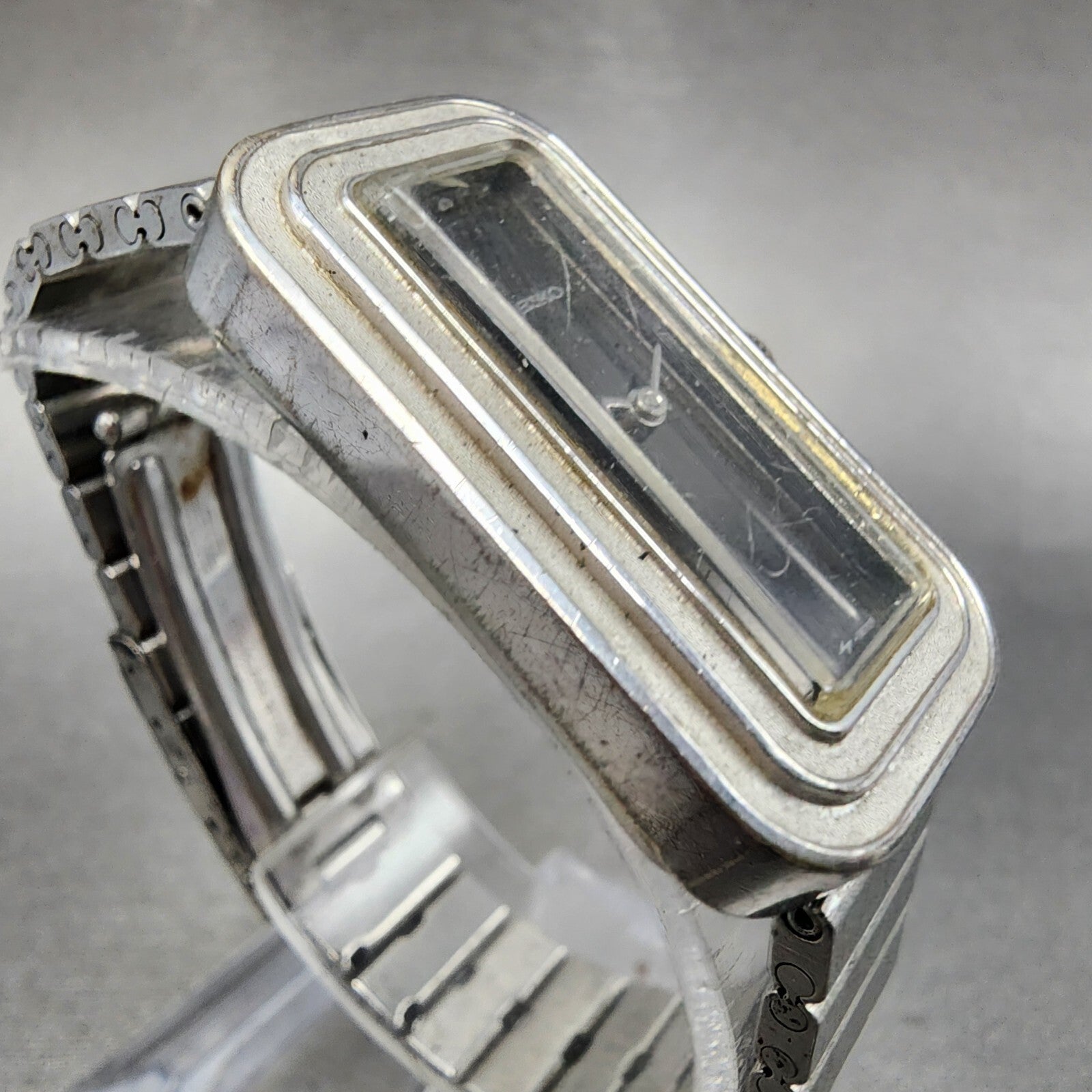 Seiko Tank Watch Women 19mm Black Dial White Gold Plated Manual 114490 PARTS4