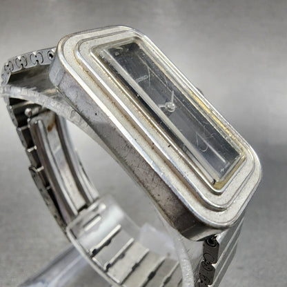 Seiko Tank Watch Women 19mm Black Dial White Gold Plated Manual 114490 PARTS4