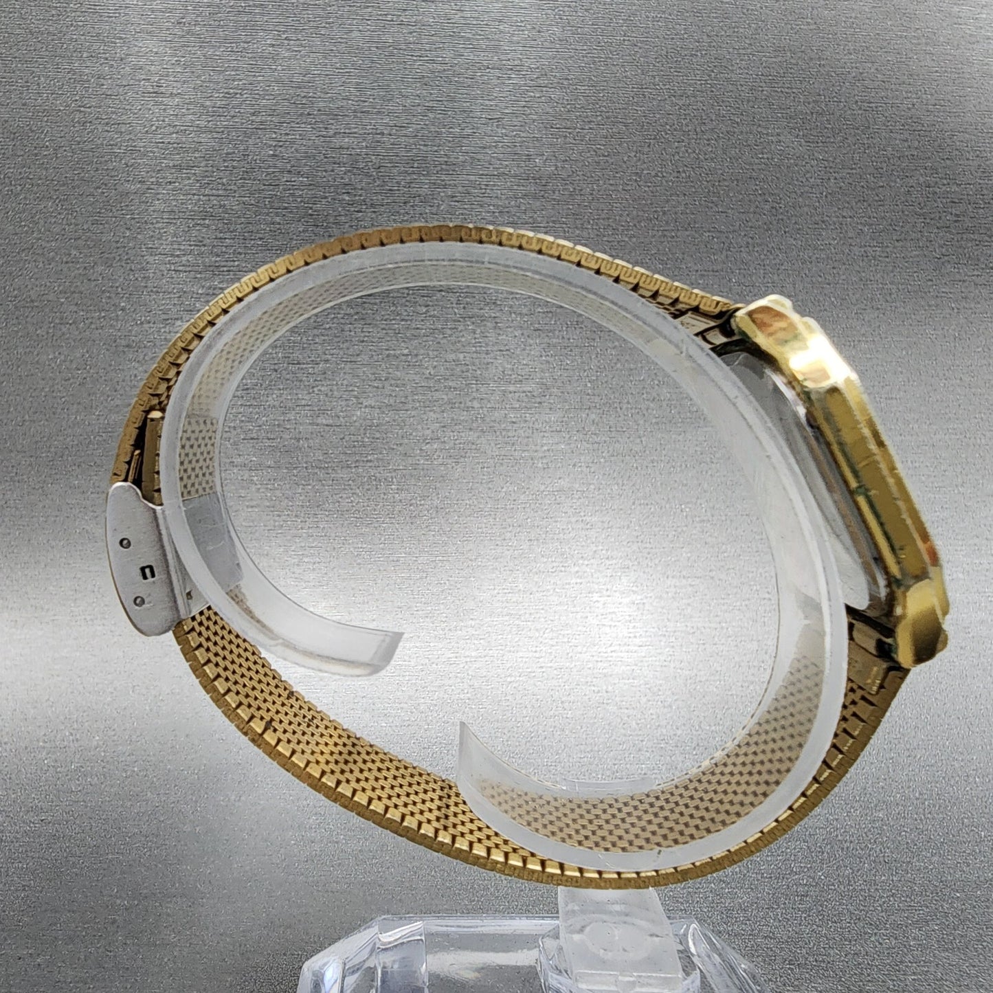 Rado Elegance Watch Men 28mm Gold Dial Gold Tone Date Octagon READ!!! New Batt8