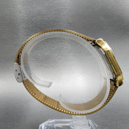 Rado Elegance Watch Men 28mm Gold Dial Gold Tone Date Octagon READ!!! New Batt8