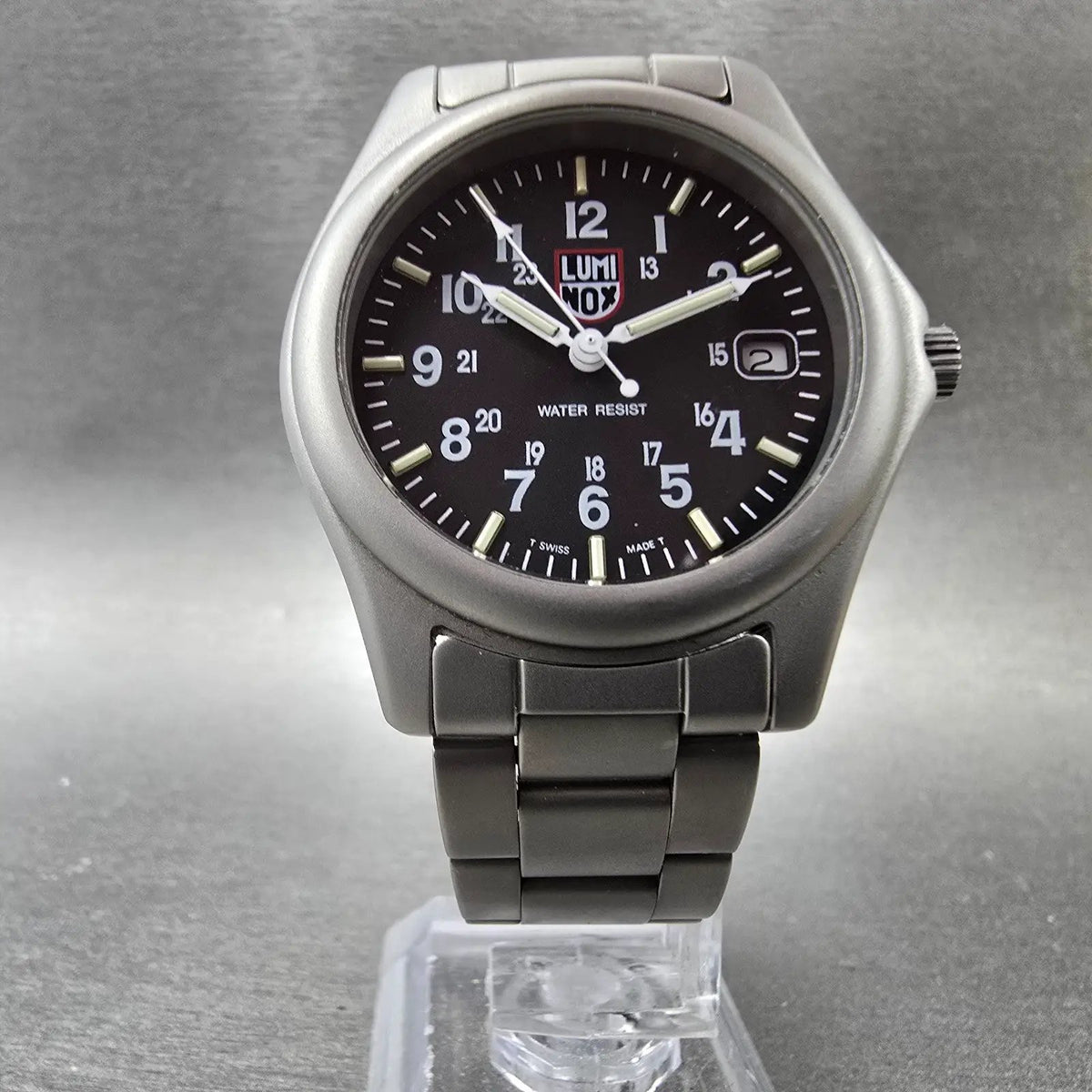 Luminox H3 MBM Watch Men 36mm Black Dial Steel Date Round New Battery W/Box5