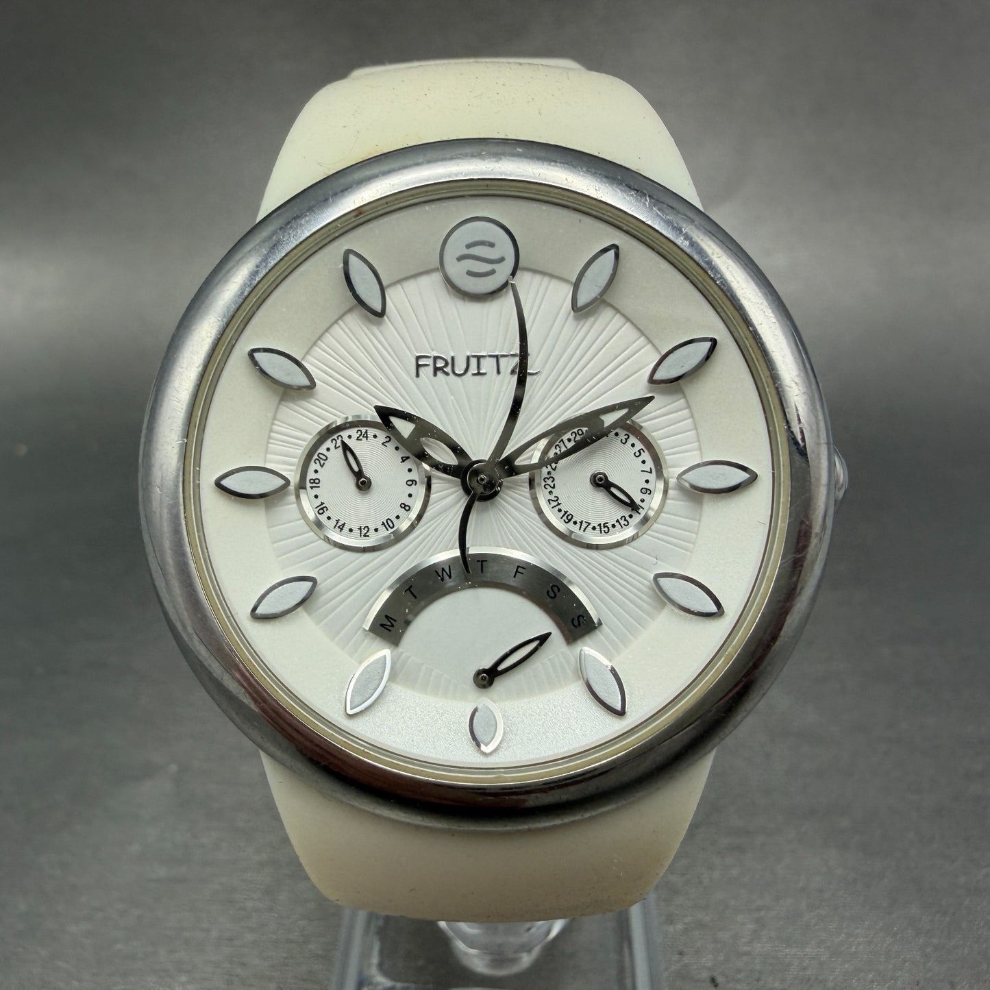 Philip Stein Frutiz Watch Men 43mm White Dial Steel Daydate Round New battery0