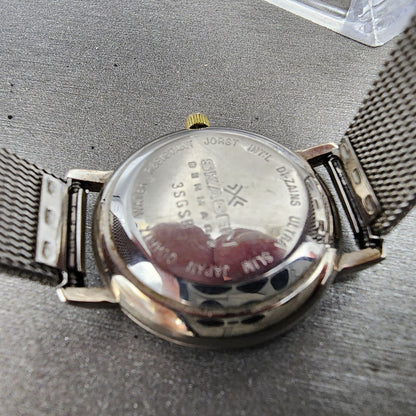 Skagen Watch Women 25mm Black Dial Two Tone Round 3SGSB Mesh Nand New Battery