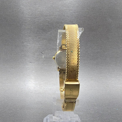 Longines Watch Women 20mm Gold Dial Gold Tone Round Mesh Band New Battery VTG7