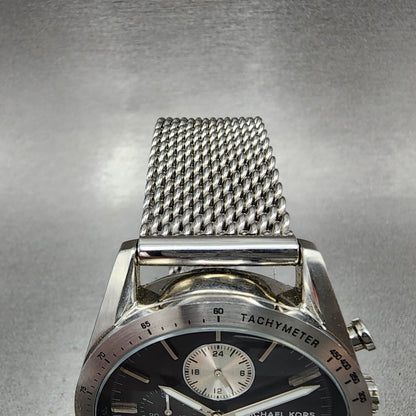 Michael Kors Accelerator Chronograph Watch Men 42mm Black Dial Steel New Battery