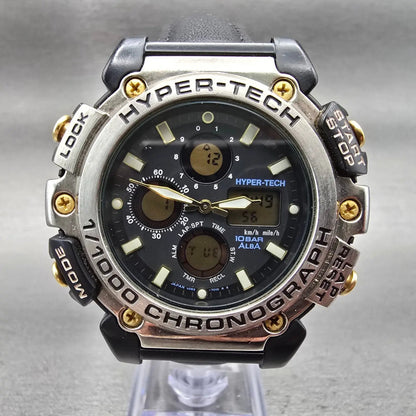 Seiko Alba Hyper-Tech Watch Men 47mm Black Dial Two Tone Chrono V083-7010 NewBat1