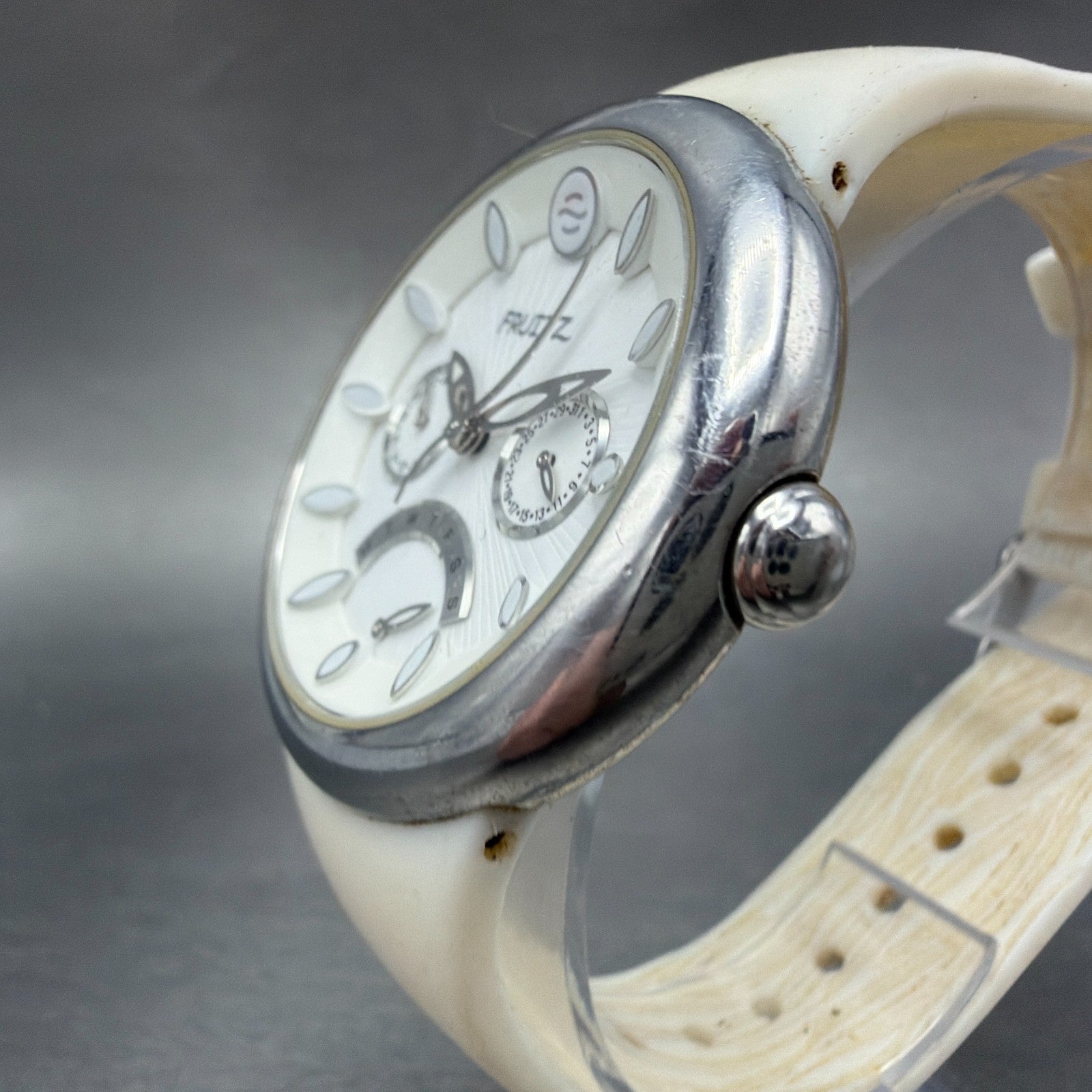 Philip Stein Frutiz Watch Men 43mm White Dial Steel Daydate Round New battery2