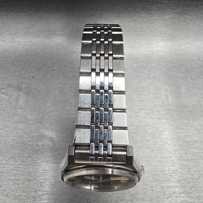 Seiko SQ Watch Men 34mm Black Dial Silver Daydate Round 7123-8439 New Batt VTG4