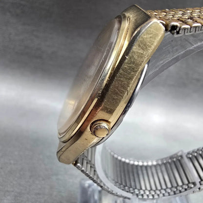 Seiko SQ Watch Men35mm Silver Dial Gold Daydate Round 8223-8029 New Battery JP42