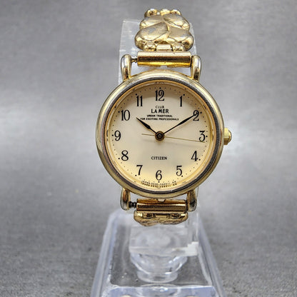 Citizen Club Lamer Watch Women 22mm Cream Dial Gold Tone Round New Battery VTG0