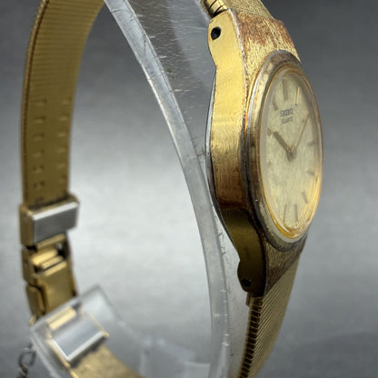 Seiko Watch Women 18mm Champagne Dial Gold Tone Round VTG 2C20-0029 New Battery3