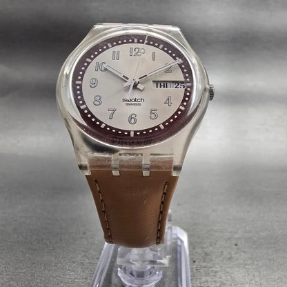 Swatch Croissant Chaud Watch Men 34mm Champagne Dial Daydate GE700 New Battery7
