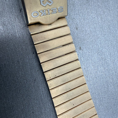 Seiko SQ Bracelet 18mm Stainless Steel Gold Tone Tri Folding Clasp Vintage Japan3