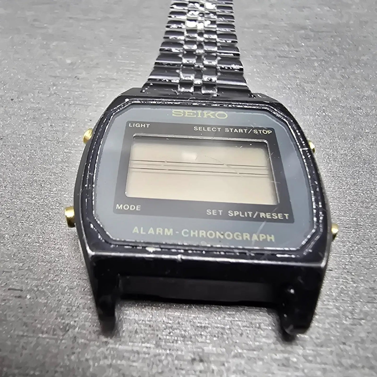 Seiko Digital Watch Men 33mm LCD Black Tone Alarm Chronograph A904-5019 PARTS3