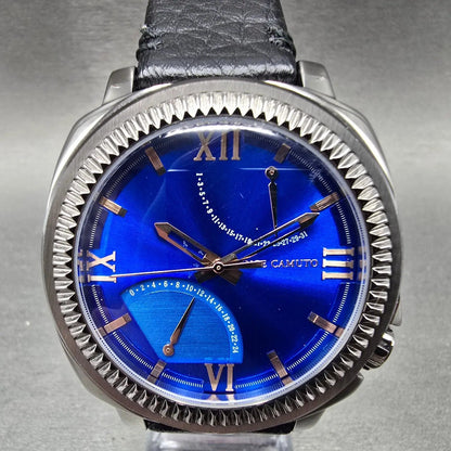 Vince Camuto Veteran Watch Men 43mm Blue Dial Silver Tone Date Round New Battery0