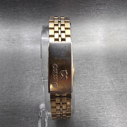 Seiko SQ Watch Women 23mm Gold Dial Gold Tone Daydate Round 2A23-0029 New Batt7