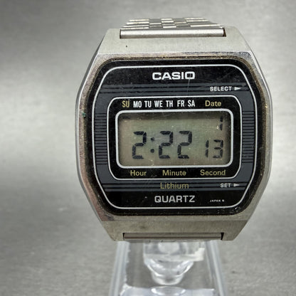 Casio 155-B815 Watch Men 34mm Digital Silver Tone Octagon Daydate New Battery0