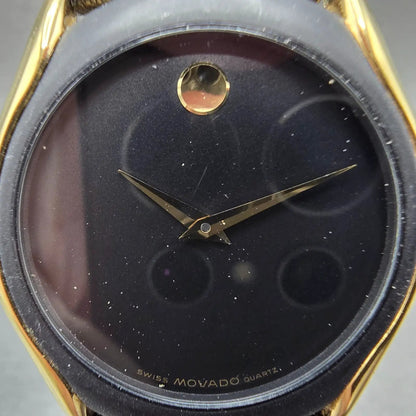 Movado Museum Watch Men 33mm Black Dial Gold Tone Round 88-64-860N New Battery1
